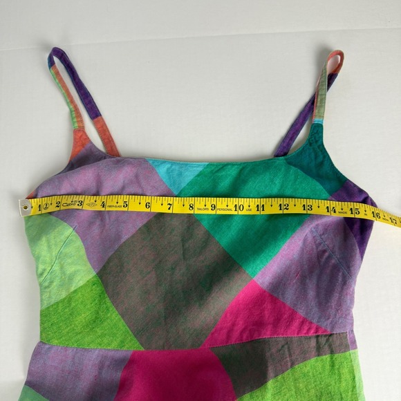 Liz Claiborne Womens Rainbow Patchwork Linen Blend Midi Dress Multi Color Size 6 - Picture 9 of 11
